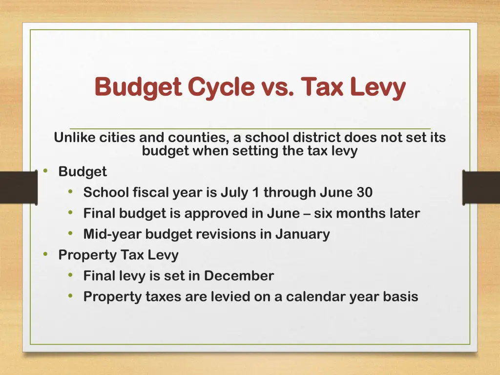 budget cycle vs tax levy budget cycle vs tax levy