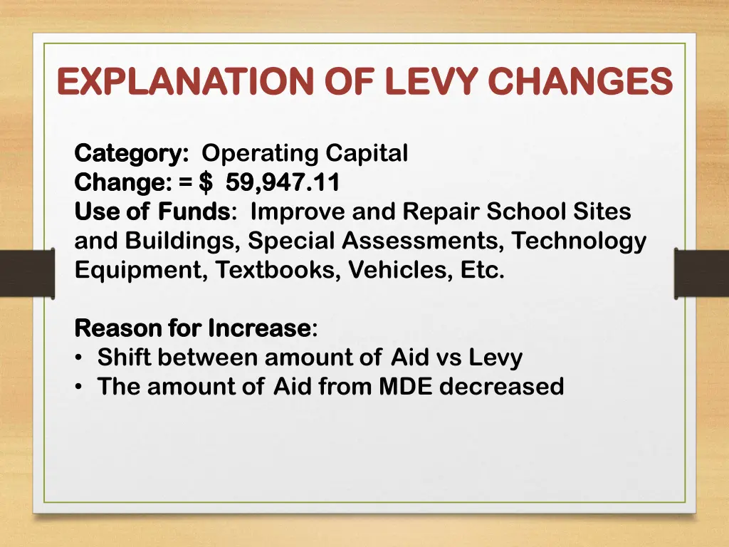 explanation of levy changes explanation of levy 1