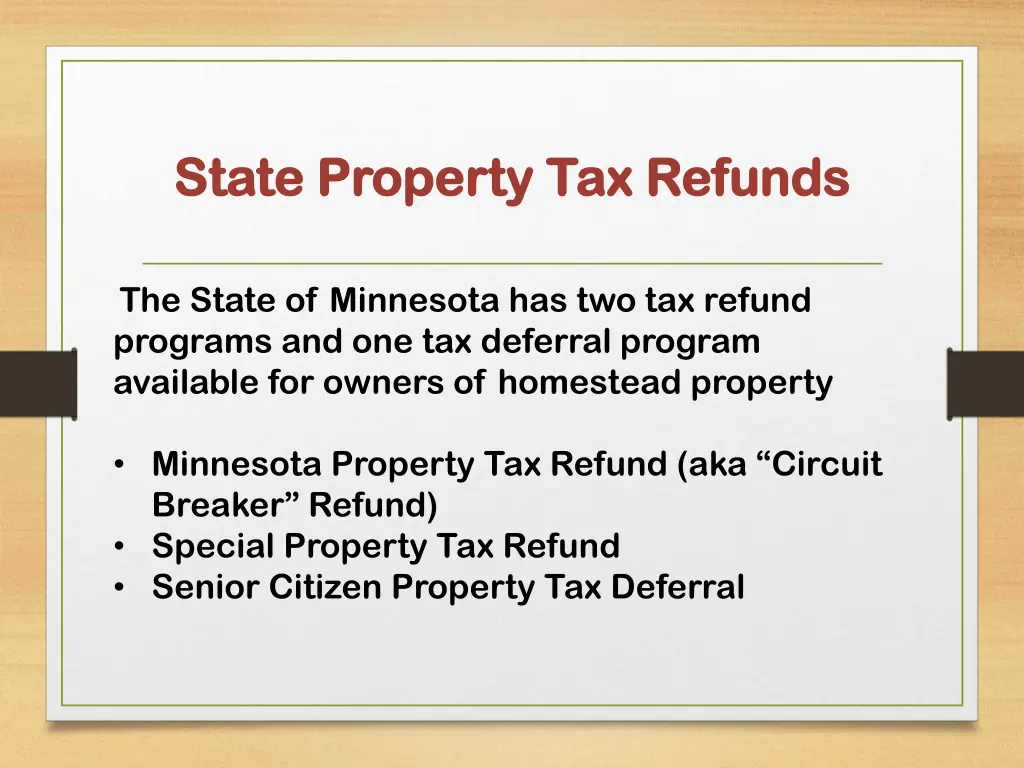 state property tax refunds state property