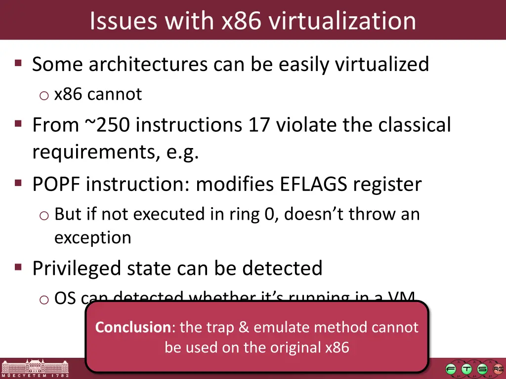 issues with x86 virtualization
