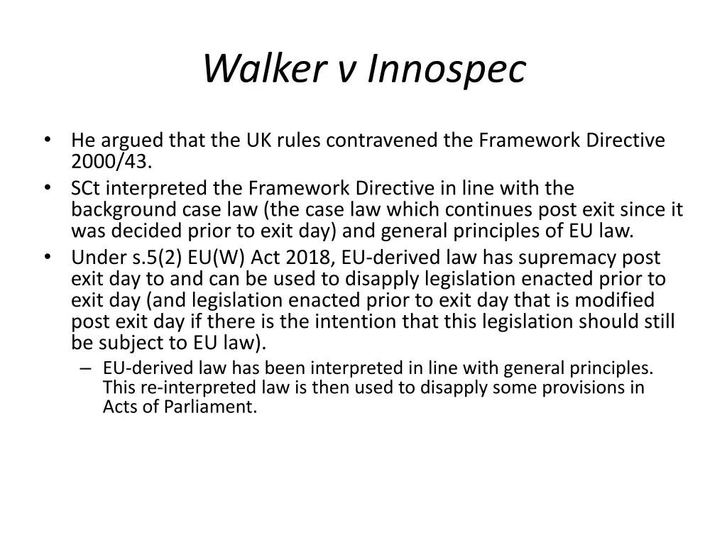 walker v innospec