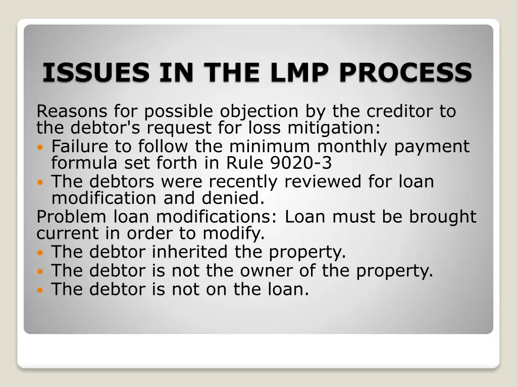 issues in the lmp process