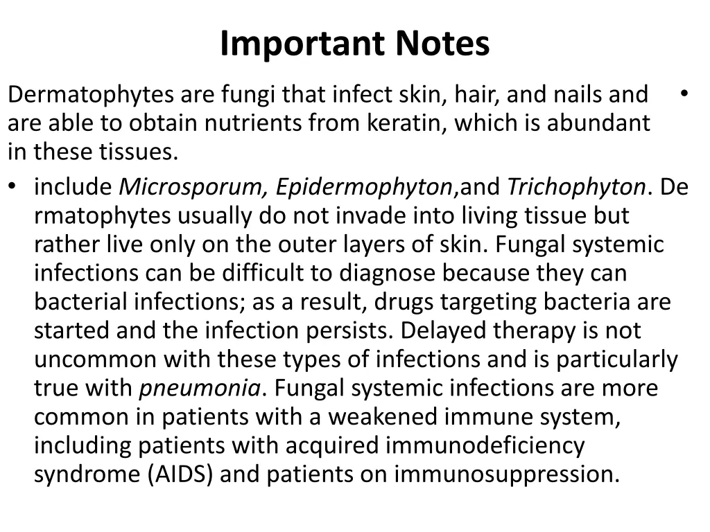 important notes