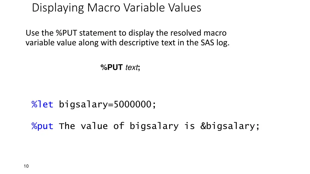 displaying macro variable values
