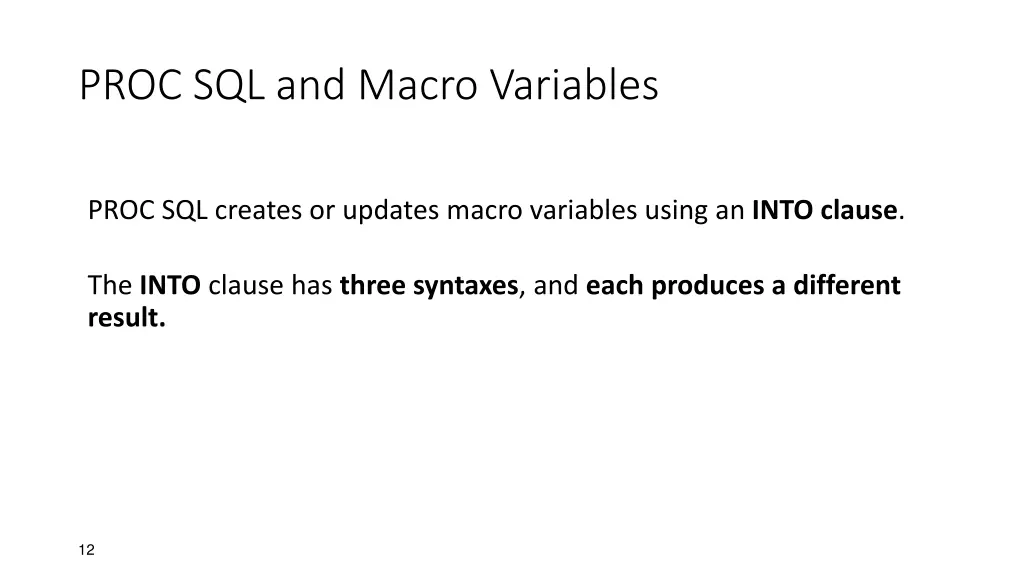 proc sql and macro variables