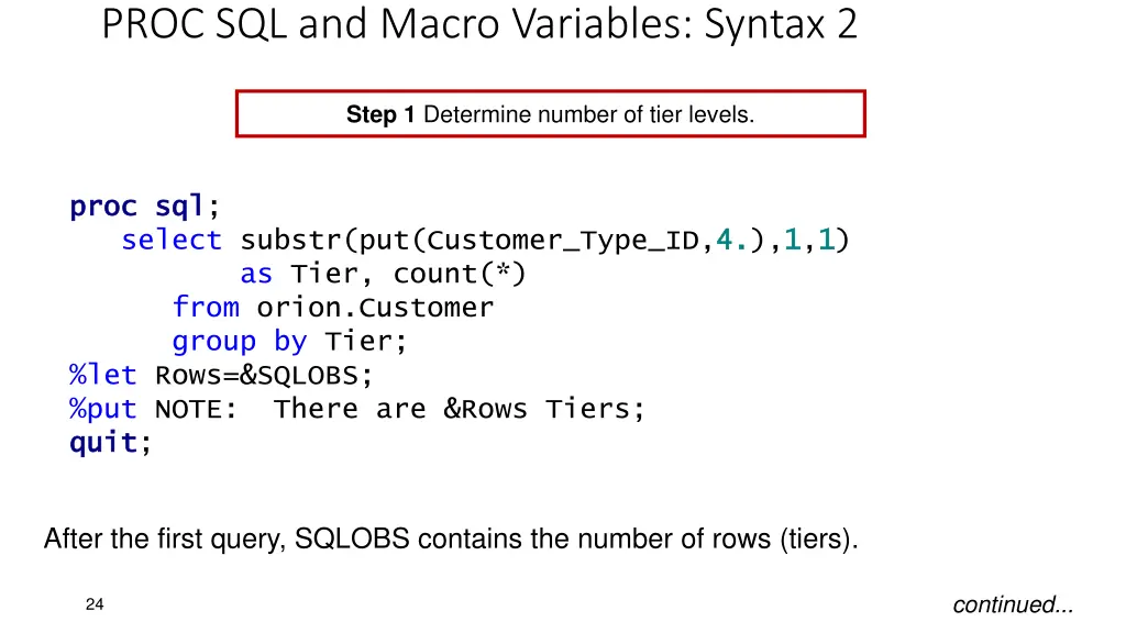 proc sql and macro variables syntax 2 1