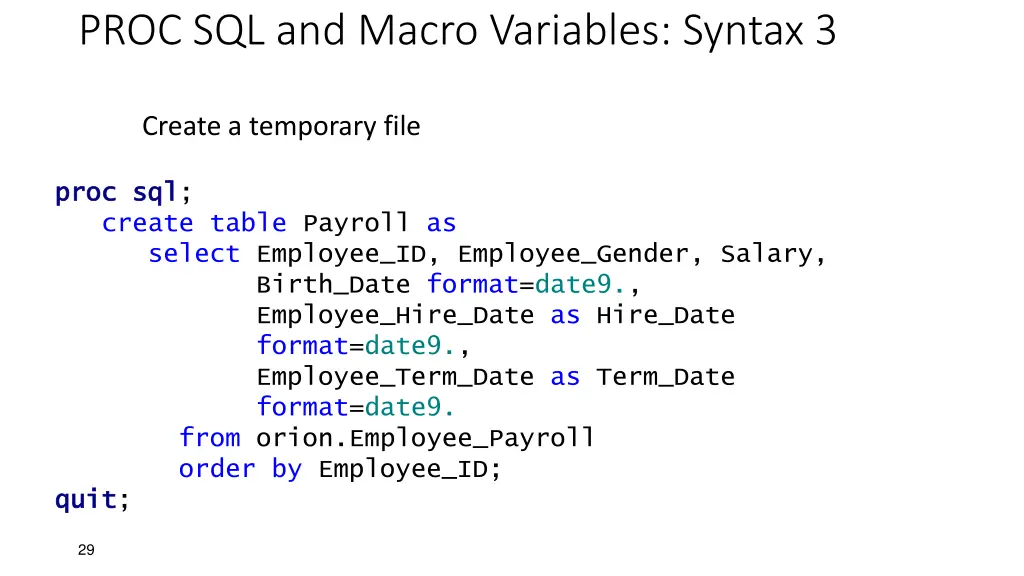 proc sql and macro variables syntax 3 1