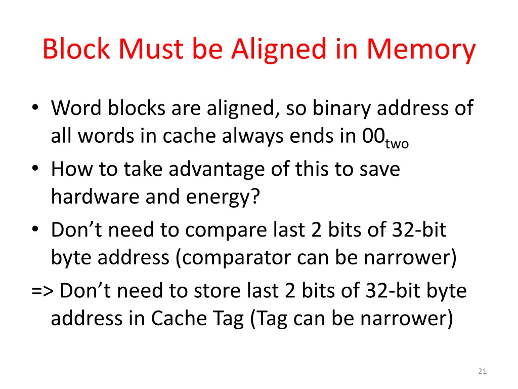 block must be aligned in memory