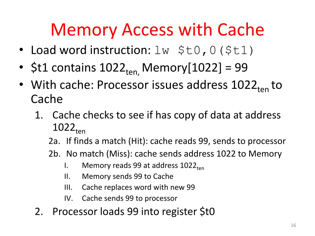 memory access with cache load word instruction