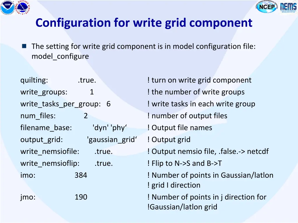 configuration for write grid component