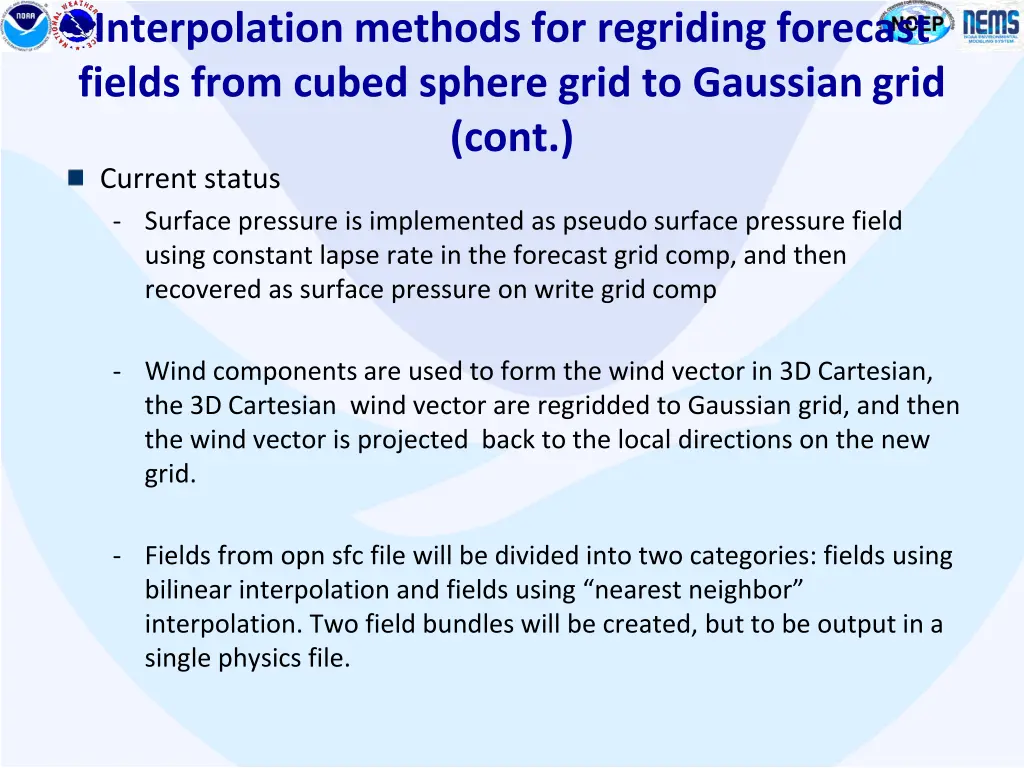 interpolation methods for regriding forecast