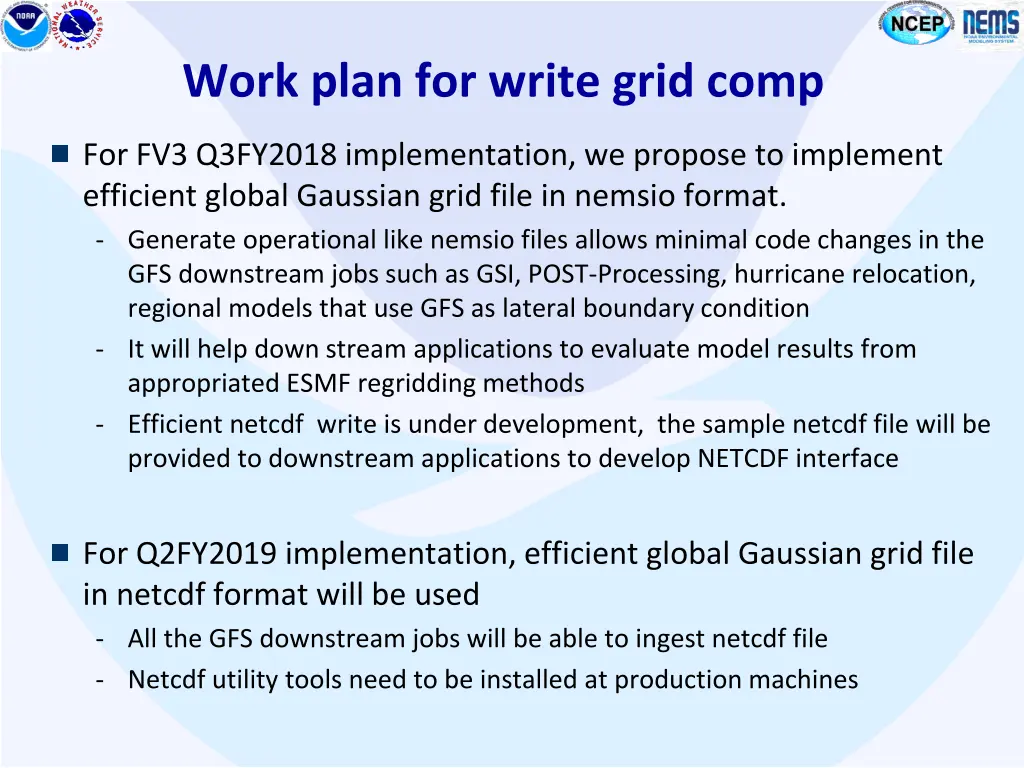 work plan for write grid comp