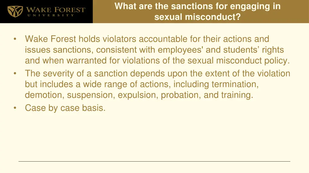 what are the sanctions for engaging in sexual