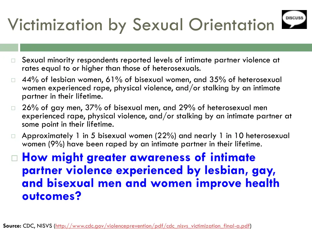 victimization by sexual orientation