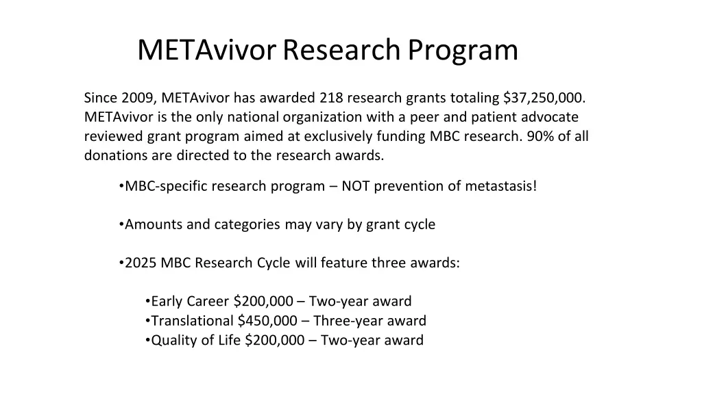 metavivor research program