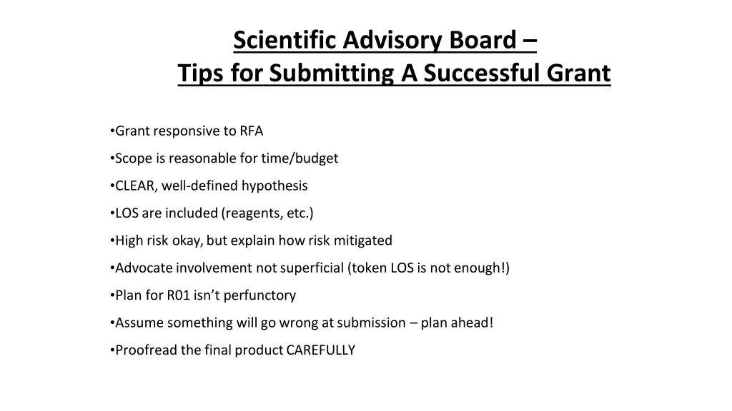 scientific advisory board tips for submitting