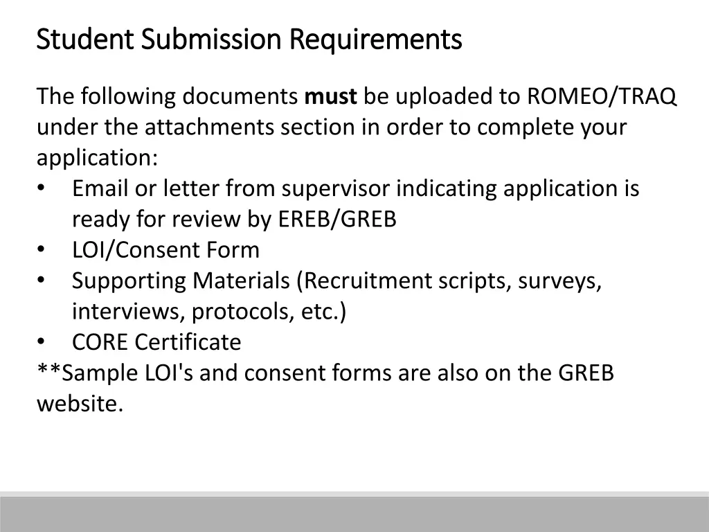 student submission requirements student
