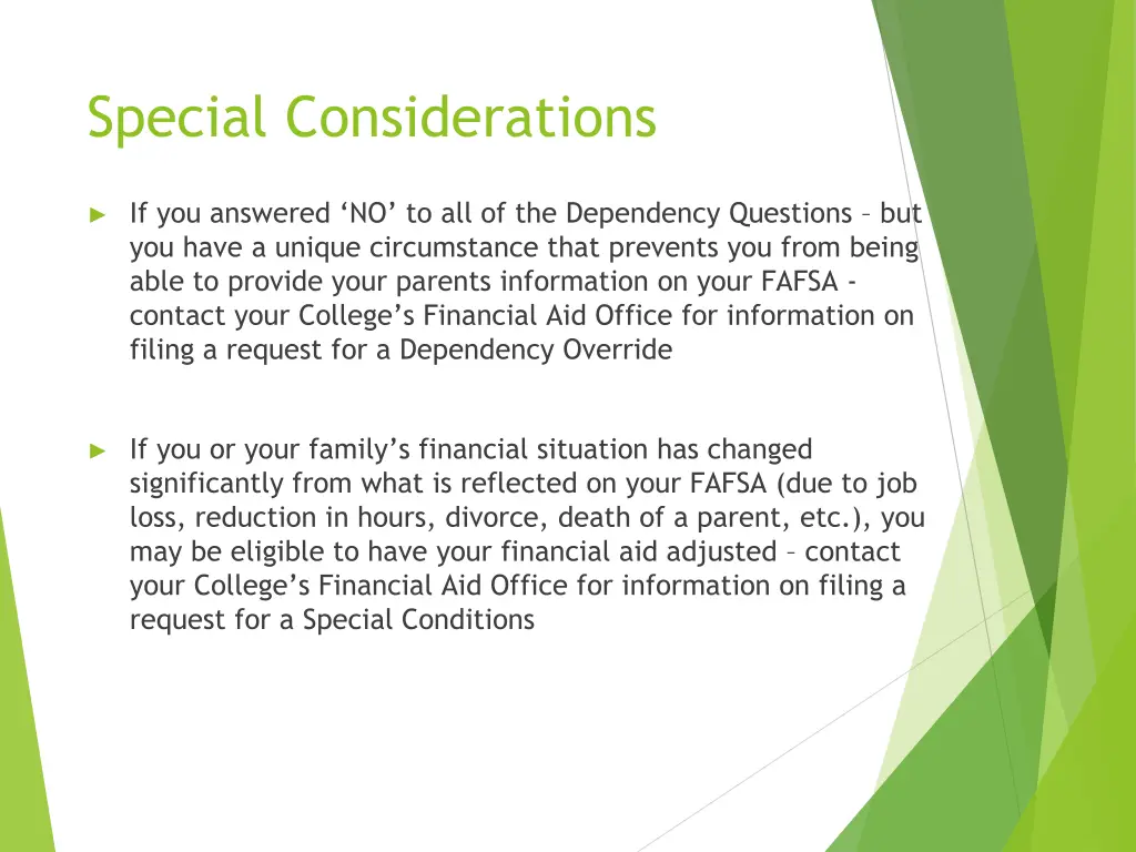 special considerations