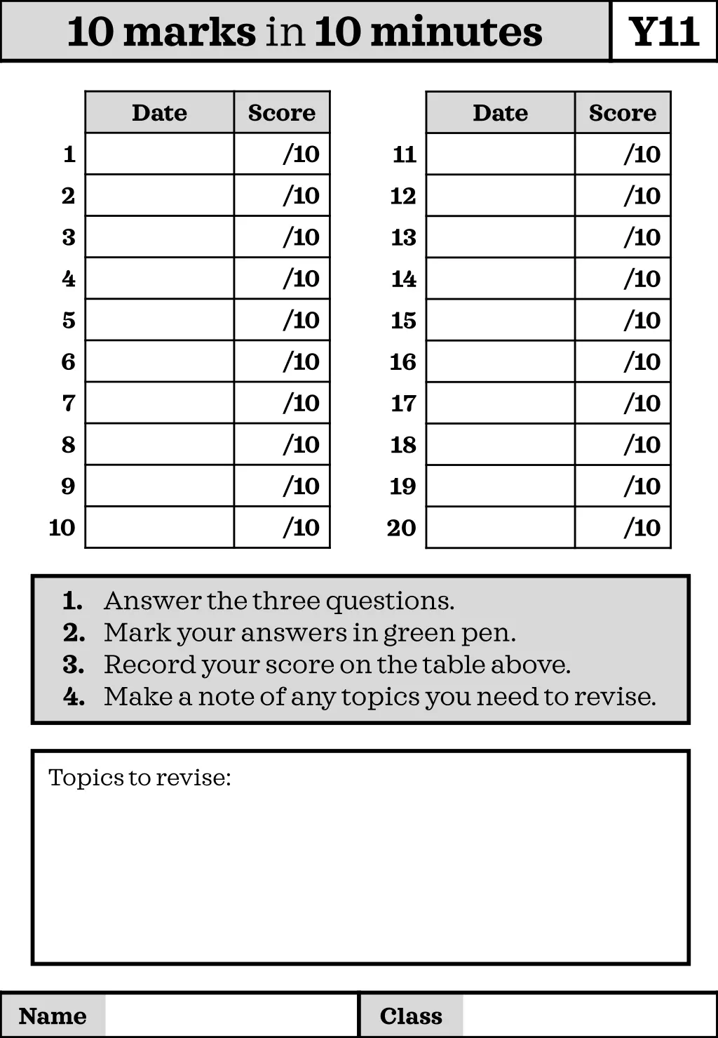 10 marks in 10 minutes