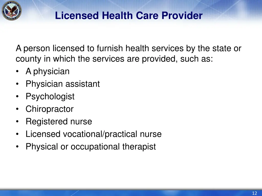 licensed health care provider