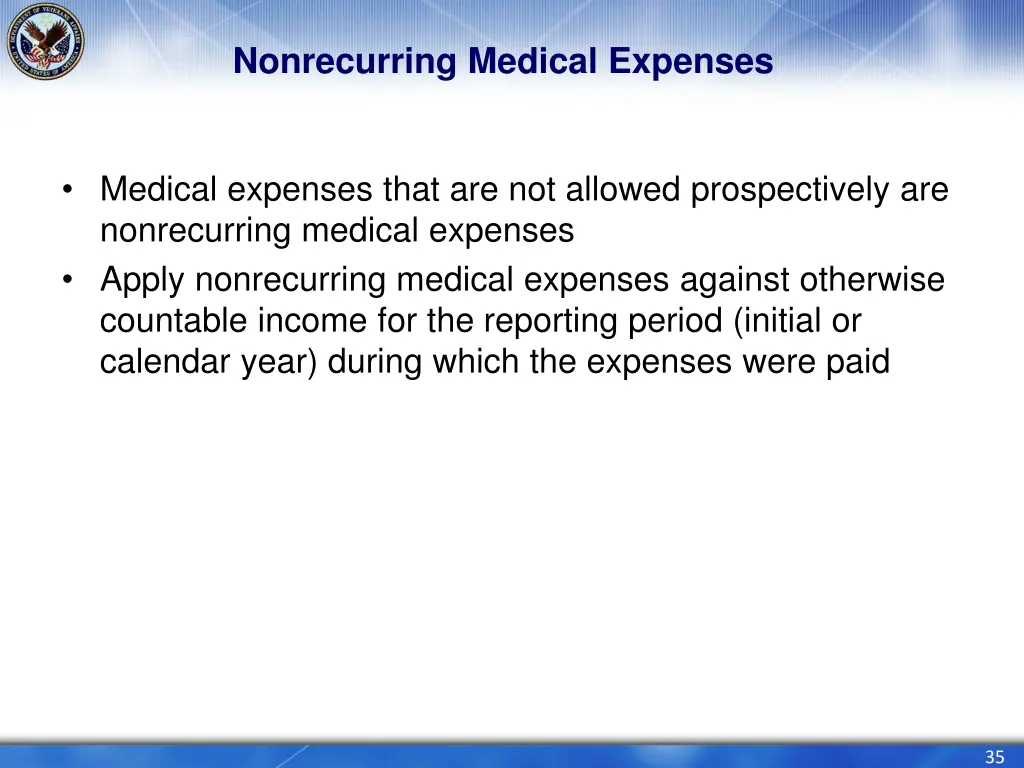nonrecurring medical expenses
