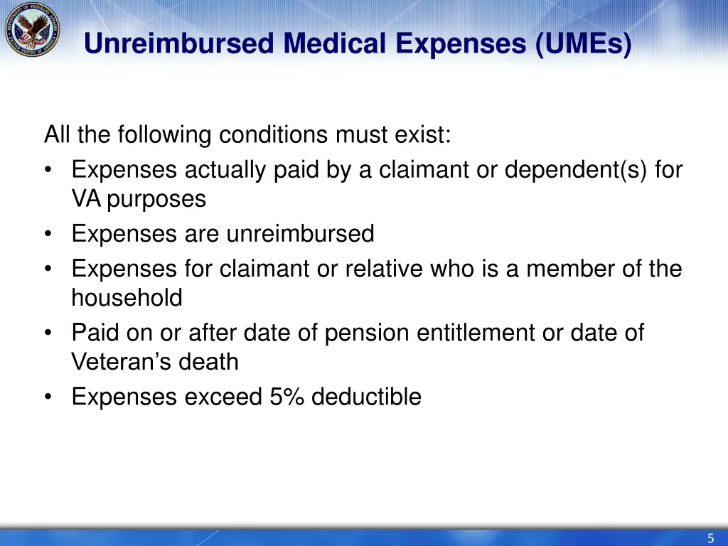 unreimbursed medical expenses umes 1