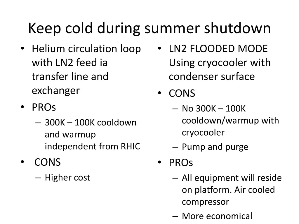 keep cold during summer shutdown helium
