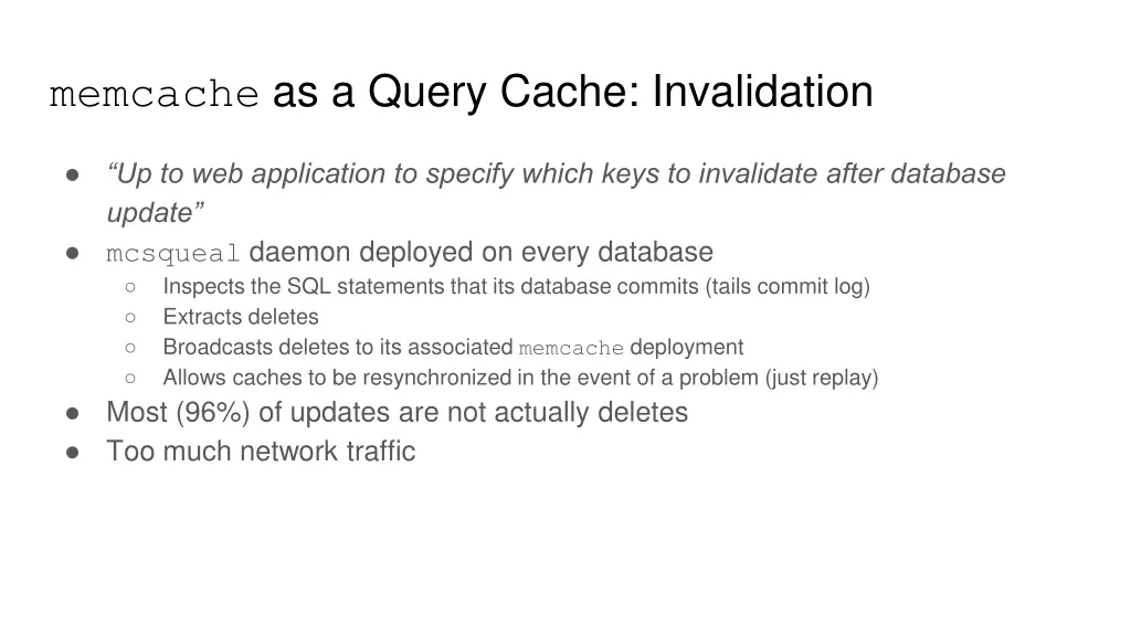 memcache as a query cache invalidation