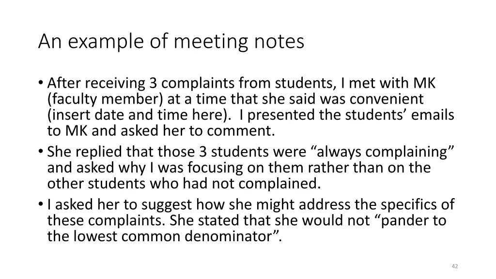 an example of meeting notes
