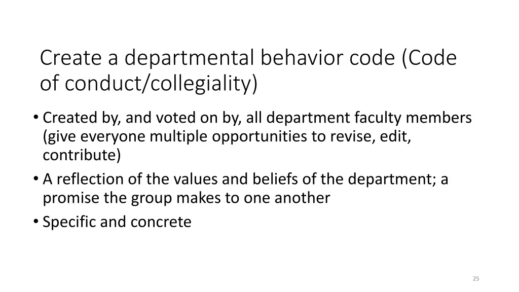 create a departmental behavior code code