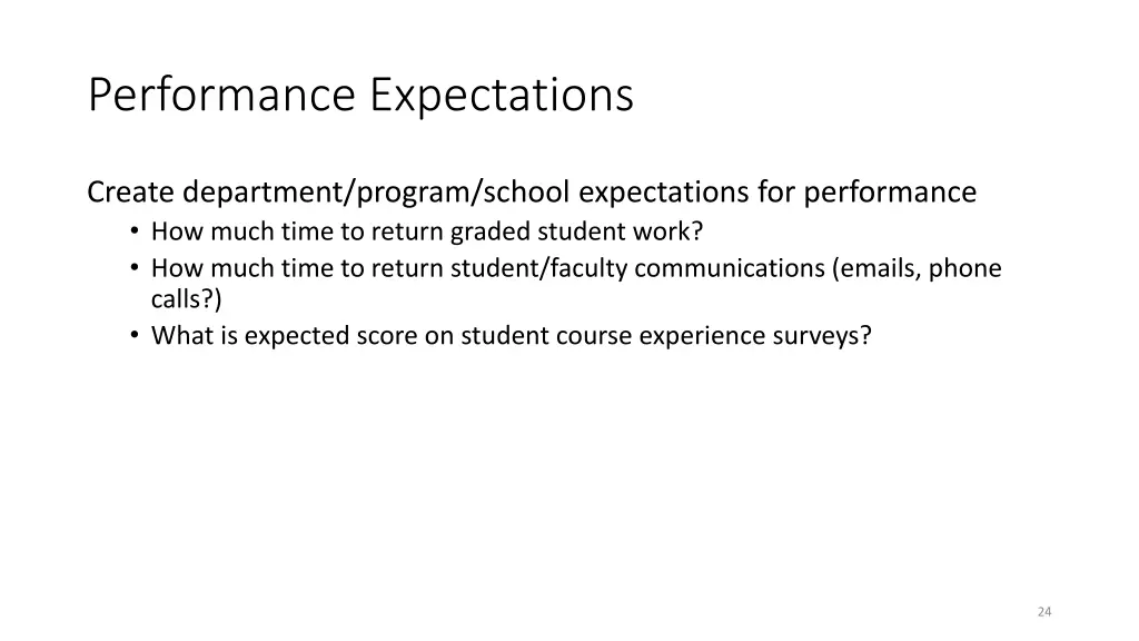 performance expectations