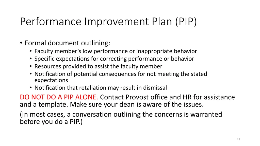 performance improvement plan pip