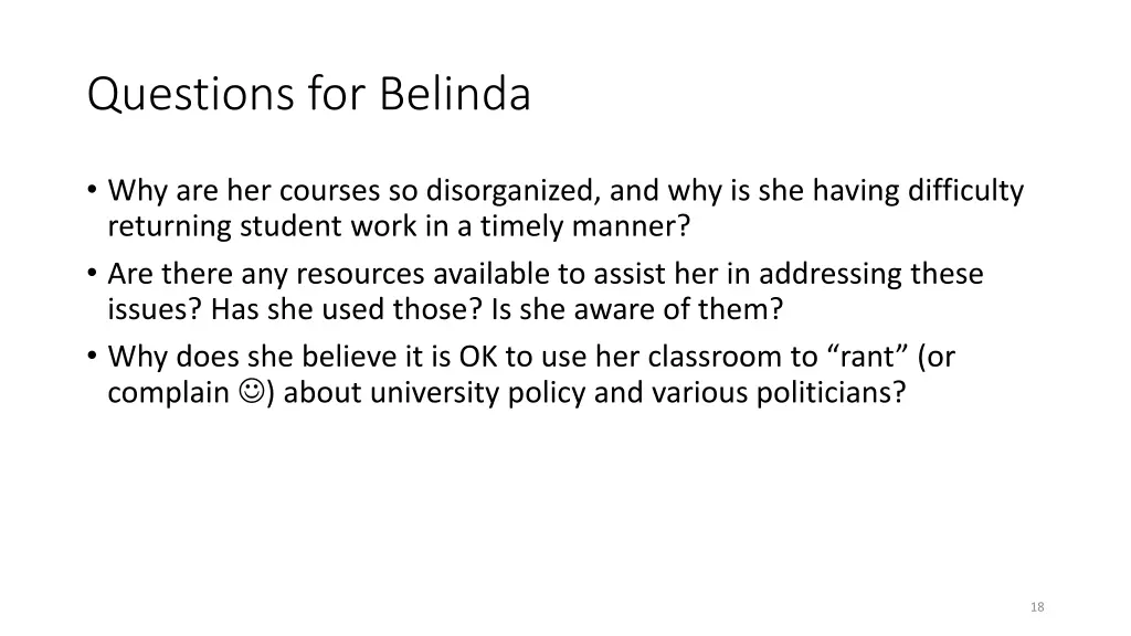 questions for belinda