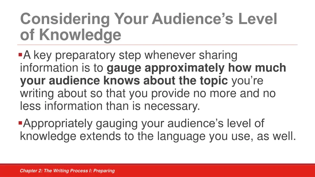considering your audience s level of knowledge