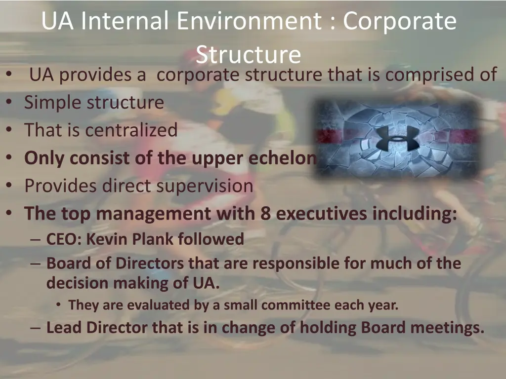 ua internal environment corporate structure