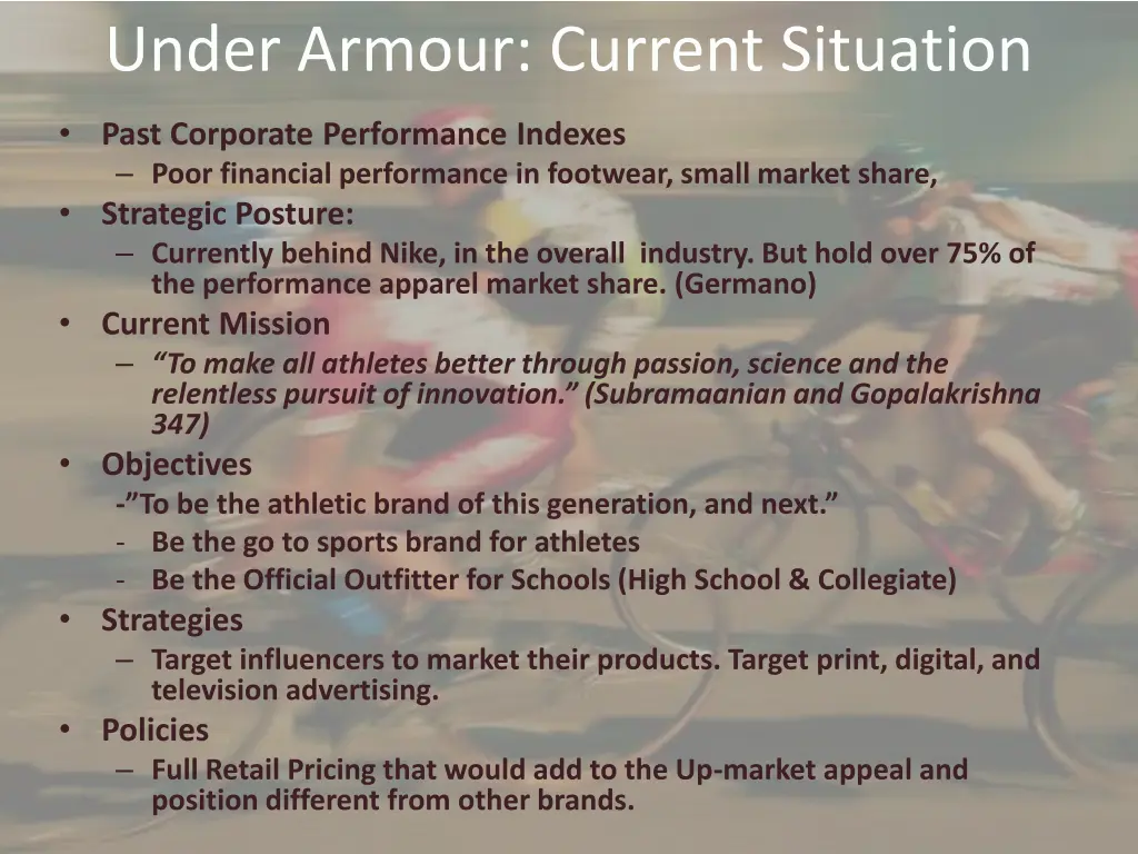 under armour current situation