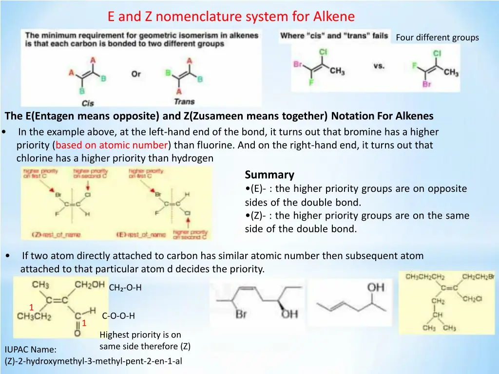 e and z nomenclature system for alkene