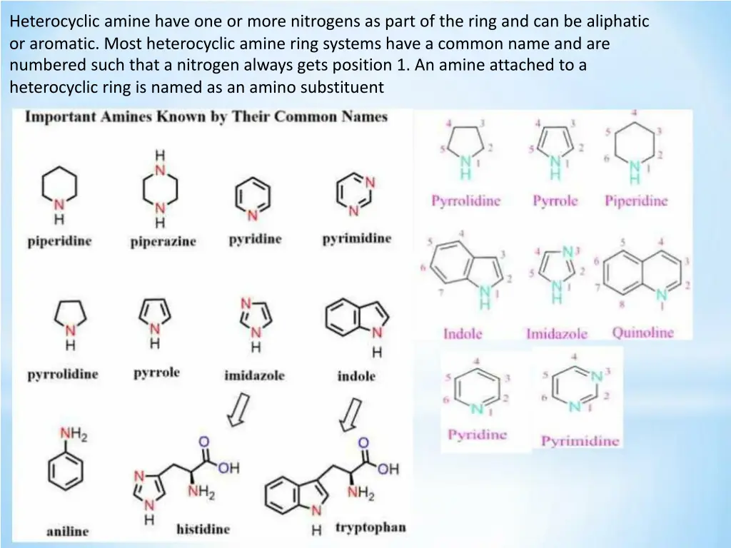 heterocyclic amine have one or more nitrogens