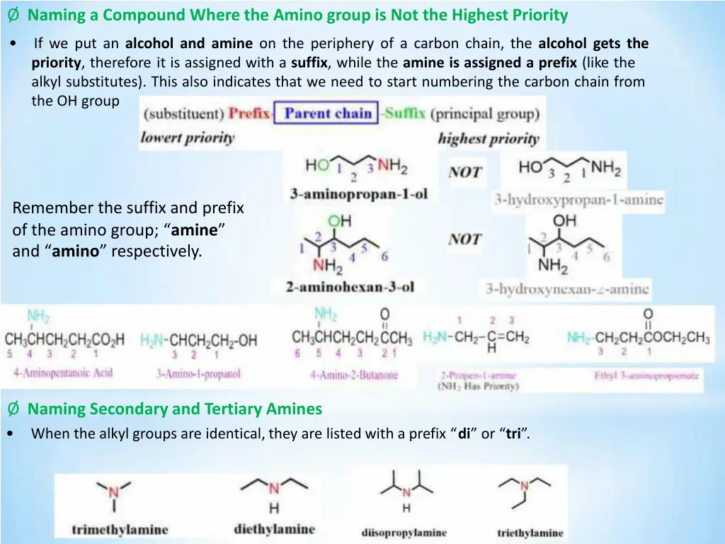 naming a compound where the amino group