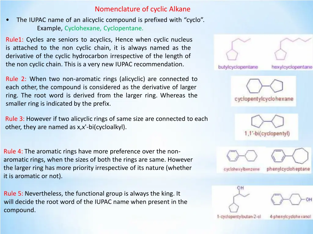 nomenclature of cyclic alkane