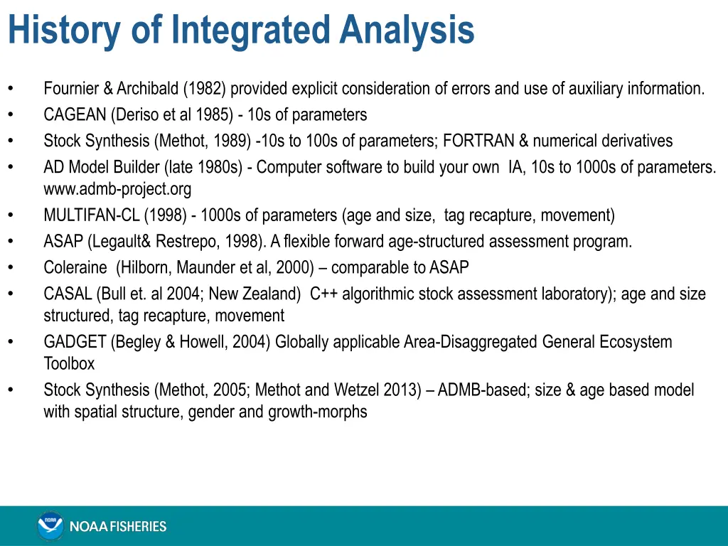 history of integrated analysis