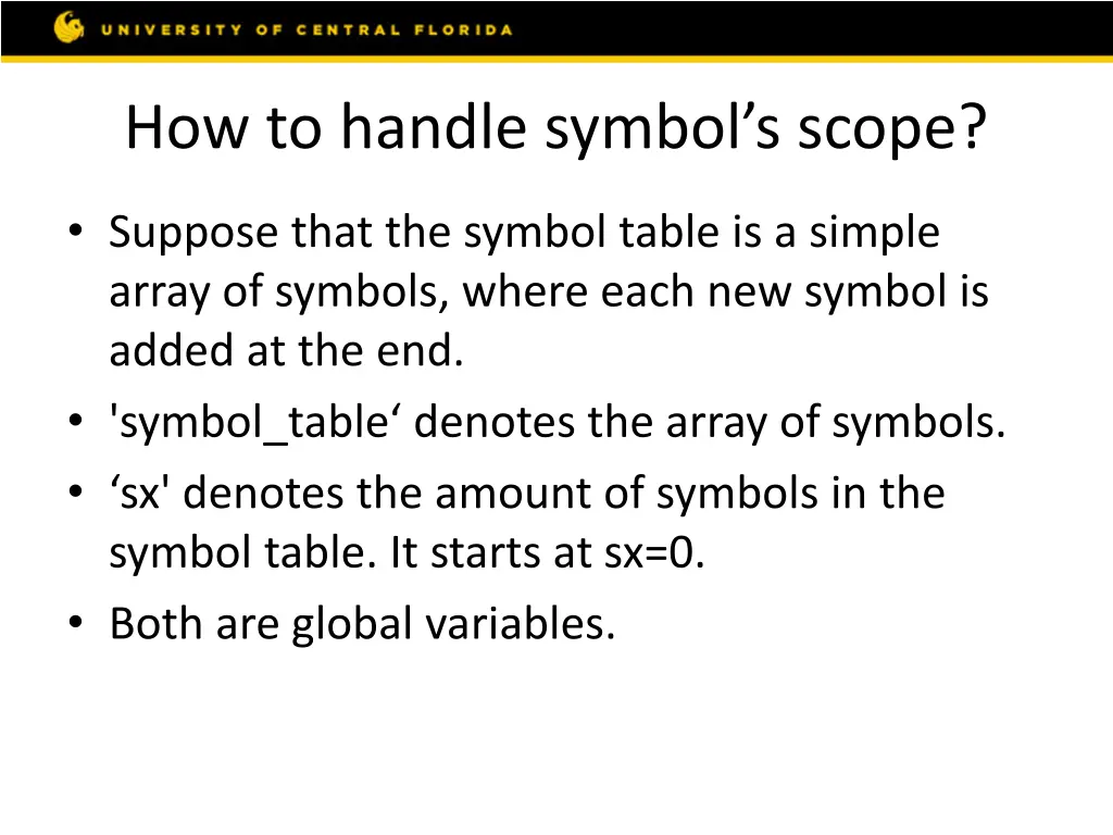 how to handle symbol s scope 1