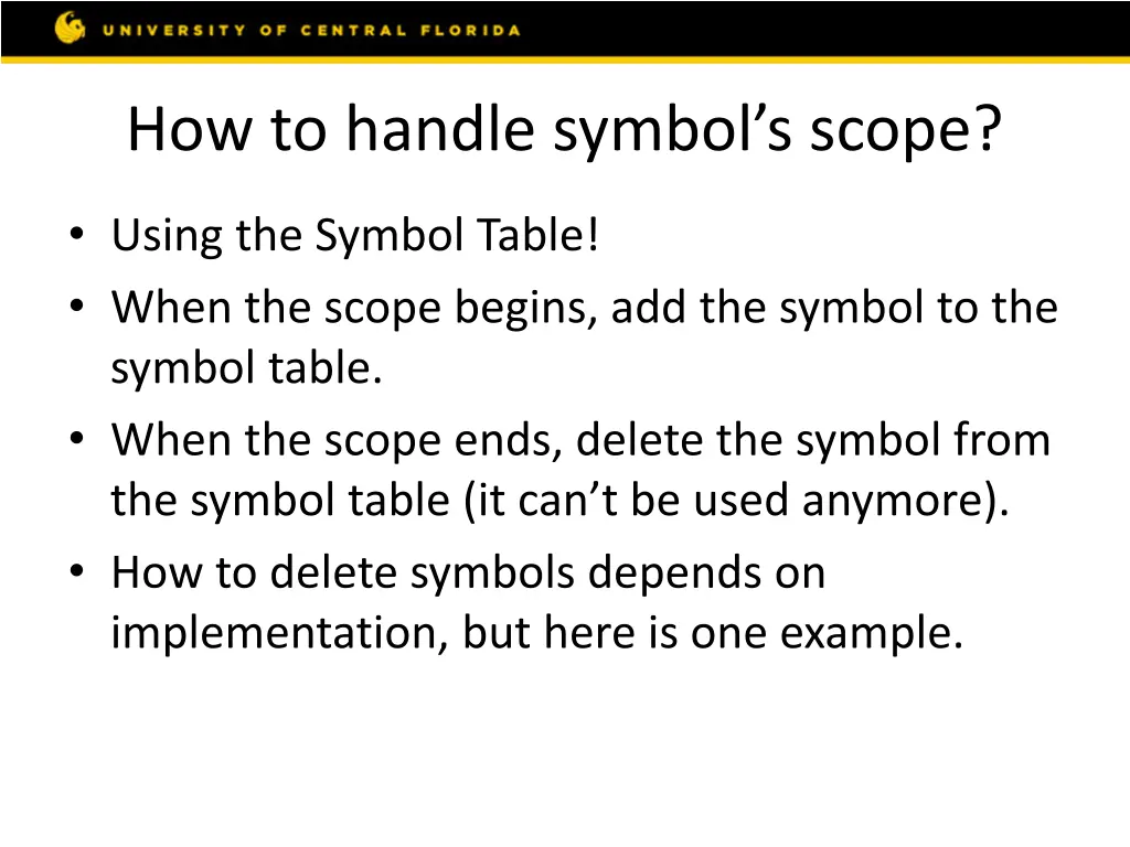 how to handle symbol s scope
