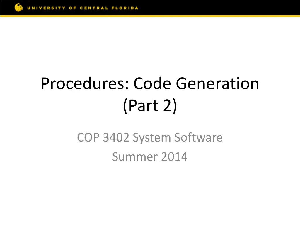 procedures code generation part 2
