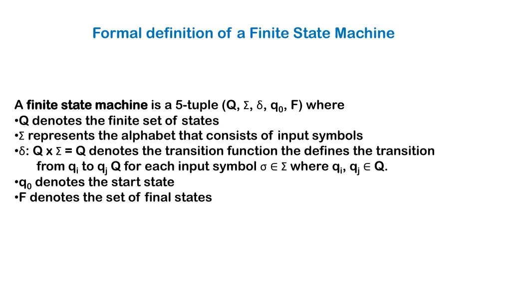 formal definition of a finite state machine