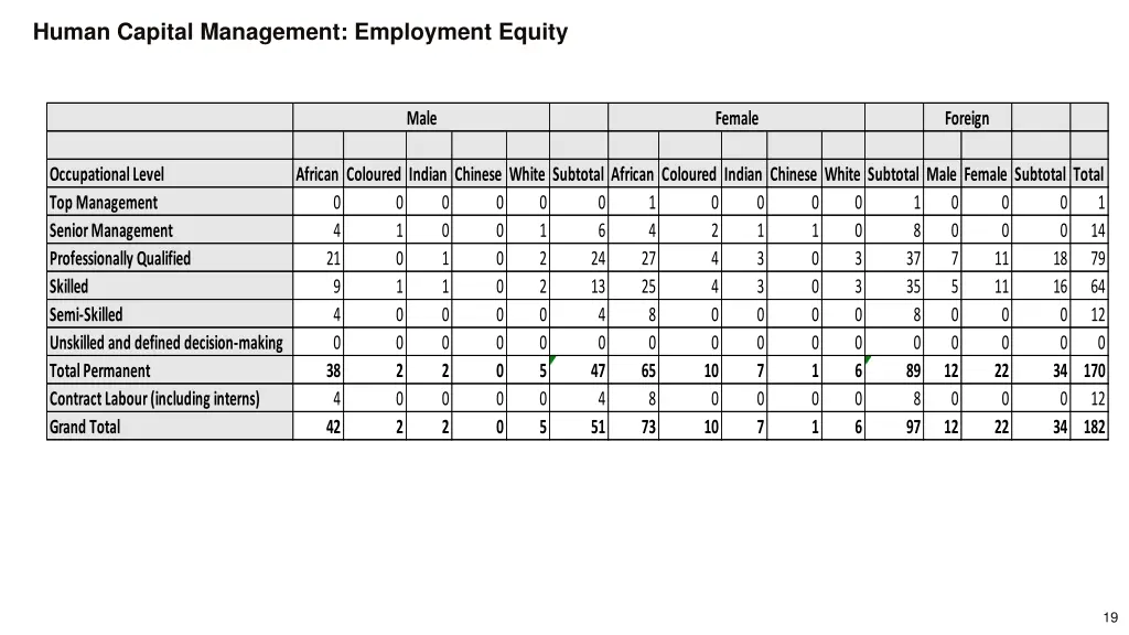 human capital management employment equity