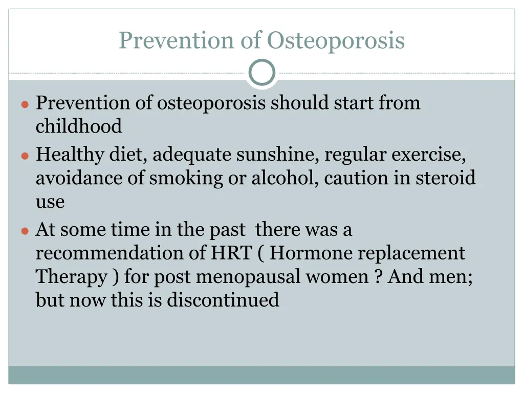 prevention of osteoporosis