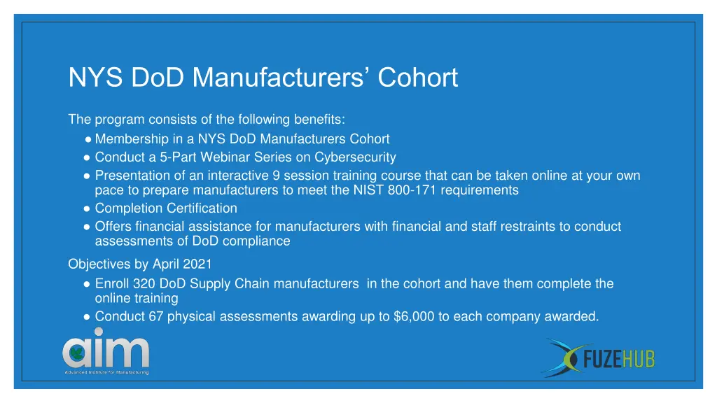 nys dod manufacturers cohort
