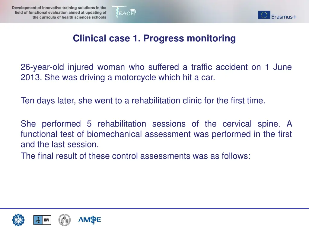 clinical case 1 progress monitoring