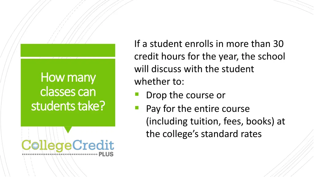 if a student enrolls in more than 30 credit hours